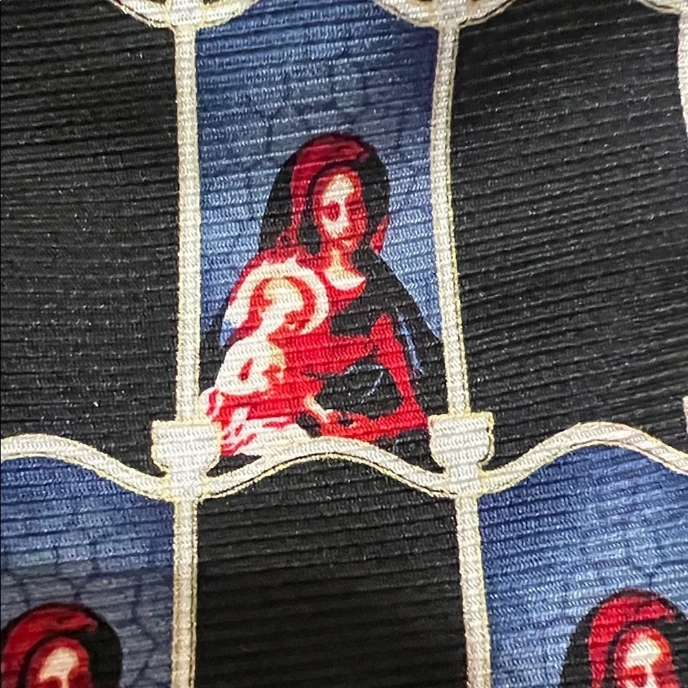 Belk- MARY holding JESUS  Blue and Red Patterned Tie